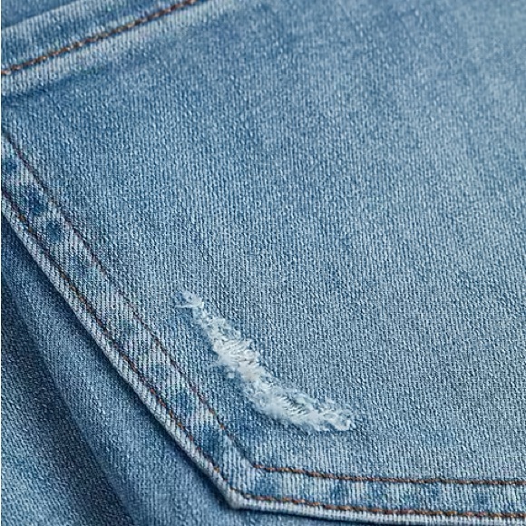 Express High Waisted Light Wash Ripped Flare Jeans 00R - Picture 6 of 10